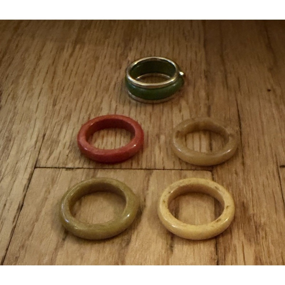 Vtg 1977 Avon Color Go Round Goldtone Convertible Ring Set 6 Pc Autumn Colors‎